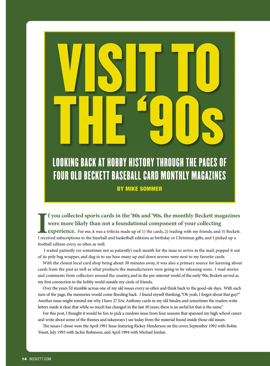 Beckett Baseball Magazine Preview Pages