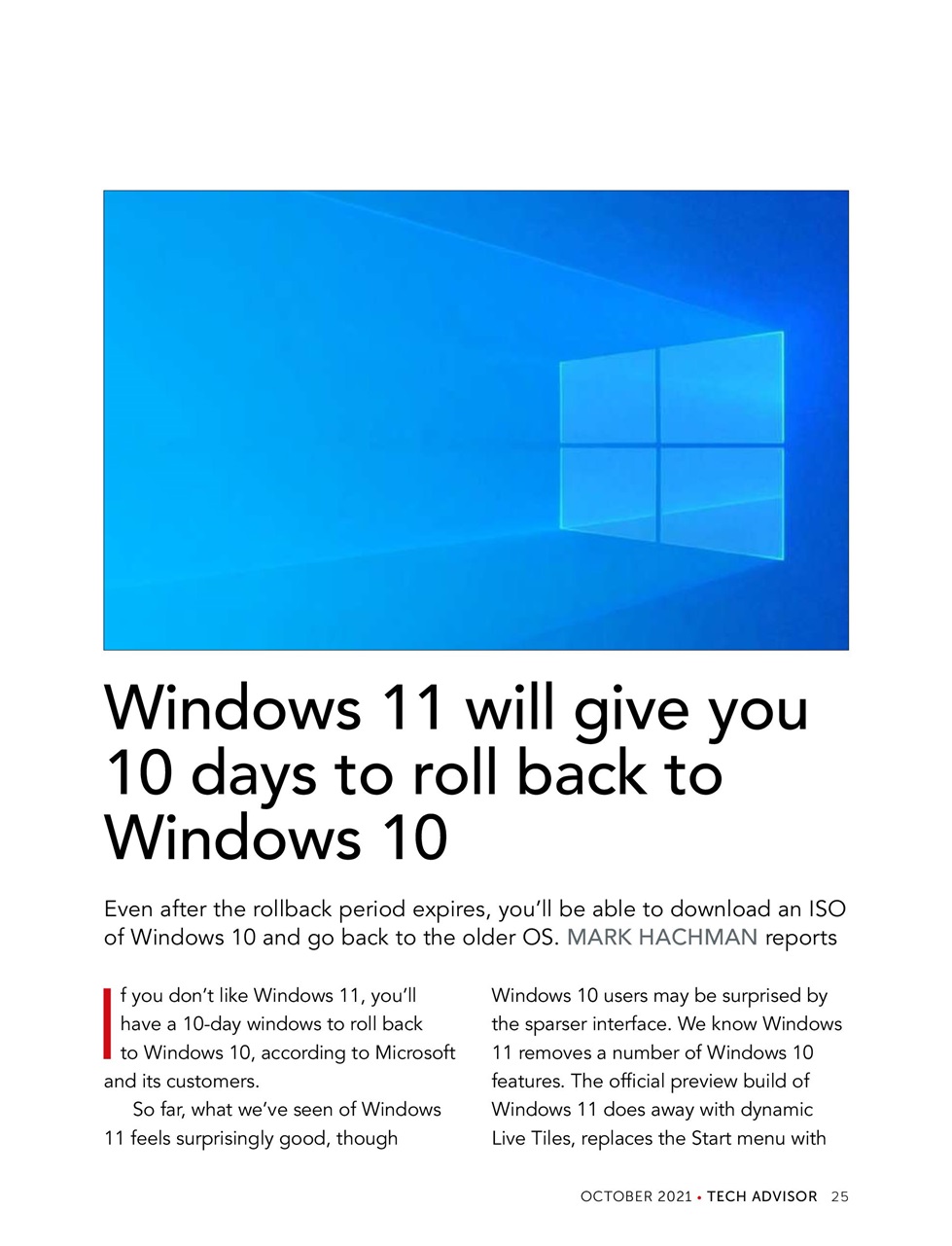 Tech Advisor Preview Pages