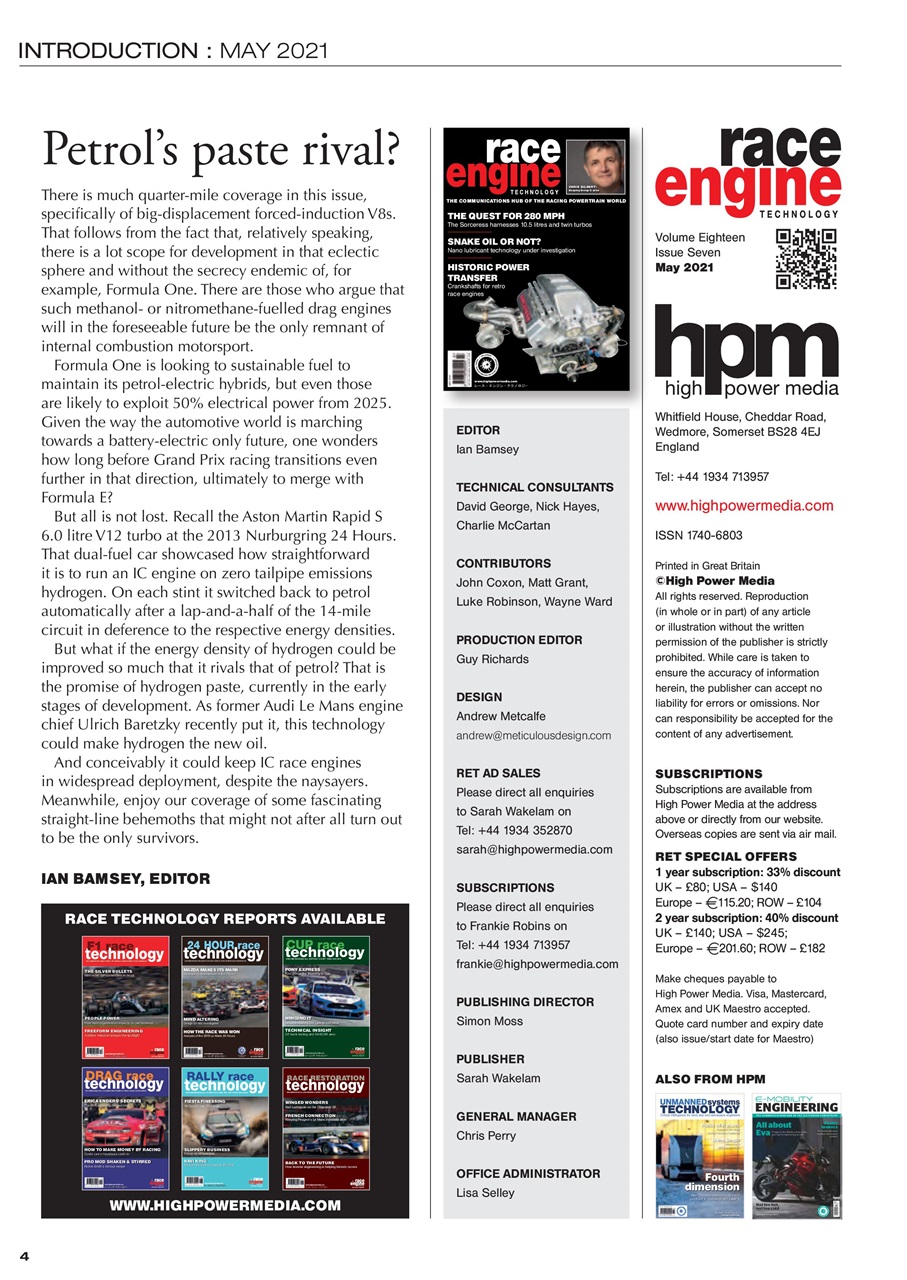 Race Engine Technology Preview Pages