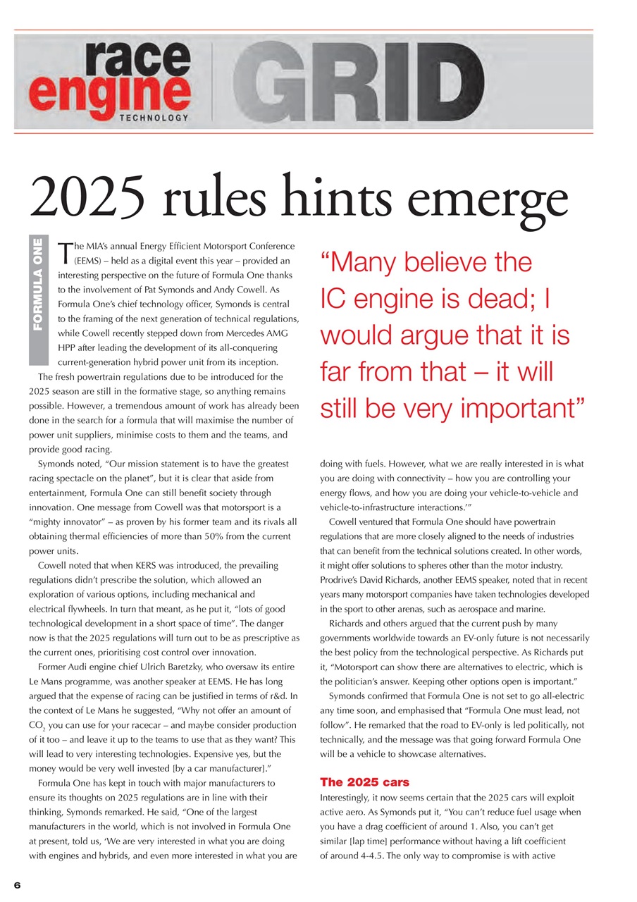 Race Engine Technology Preview Pages