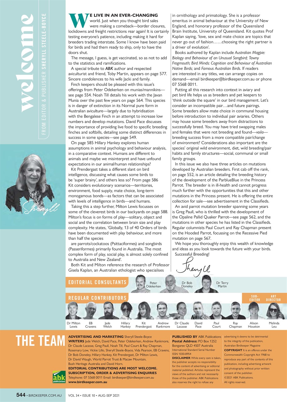 Australian Birdkeeper Magazine Preview Pages