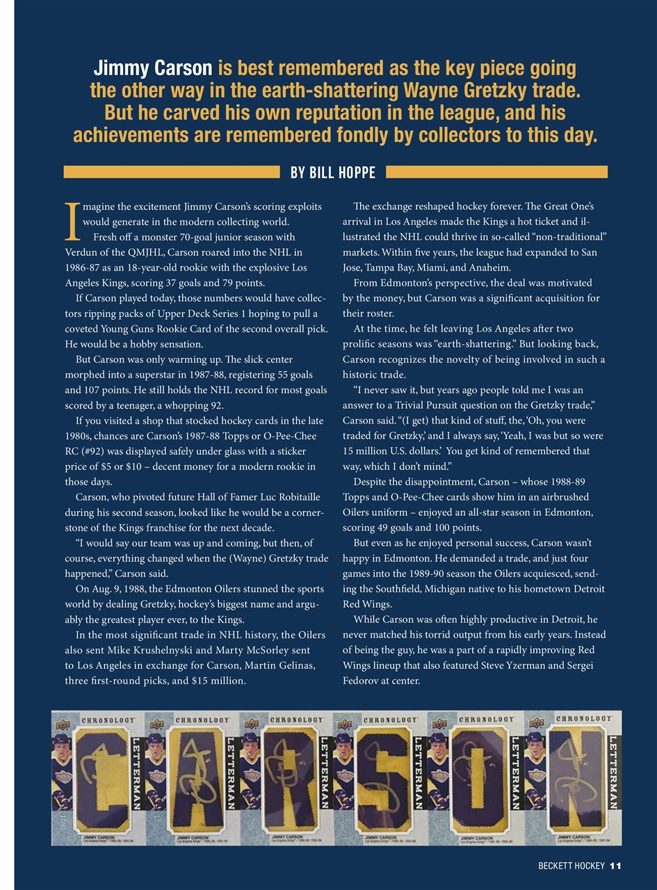 Beckett Hockey Magazine Preview Pages