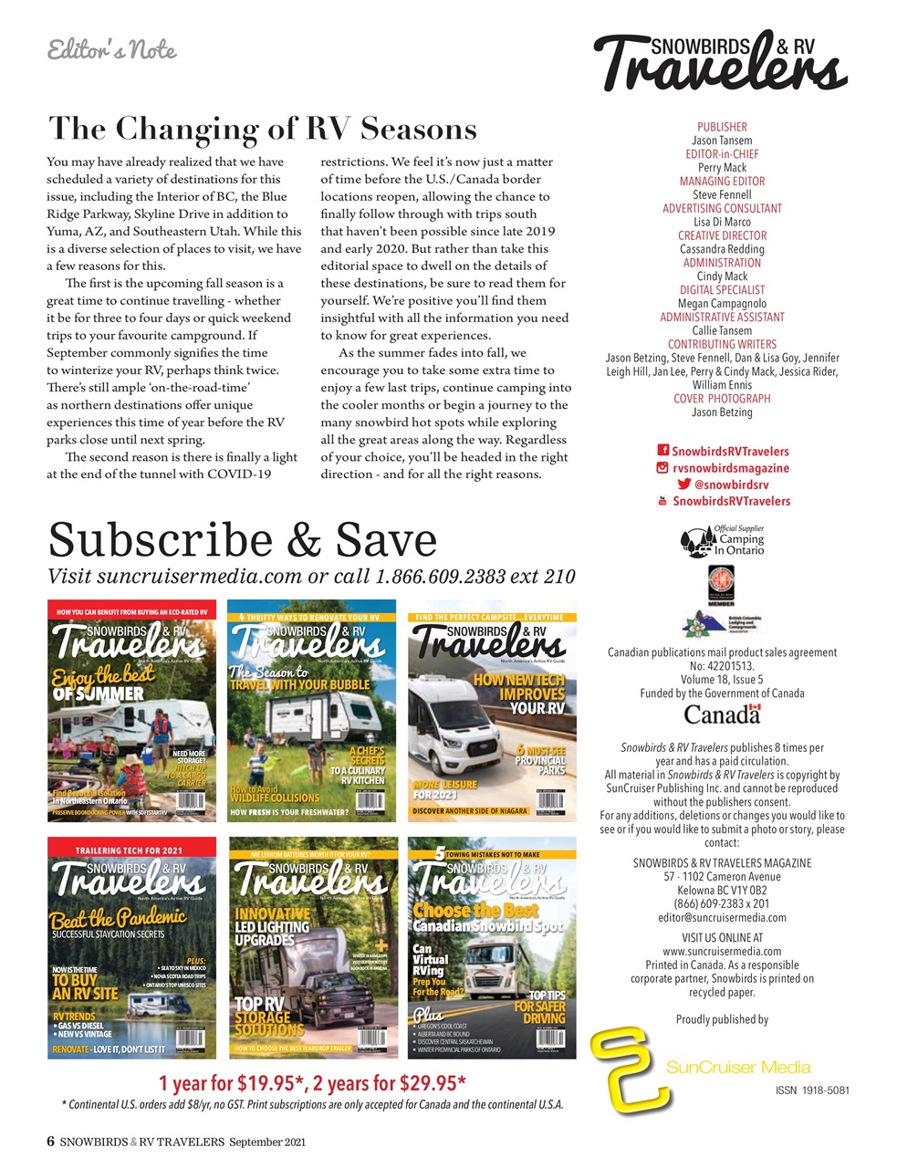 Snowbirds & RV Travelers Preview Pages