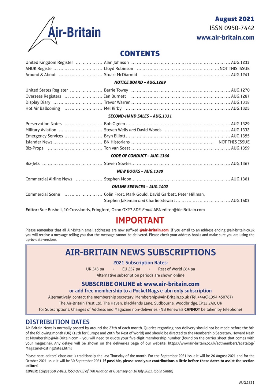 Air Britain News Preview Pages
