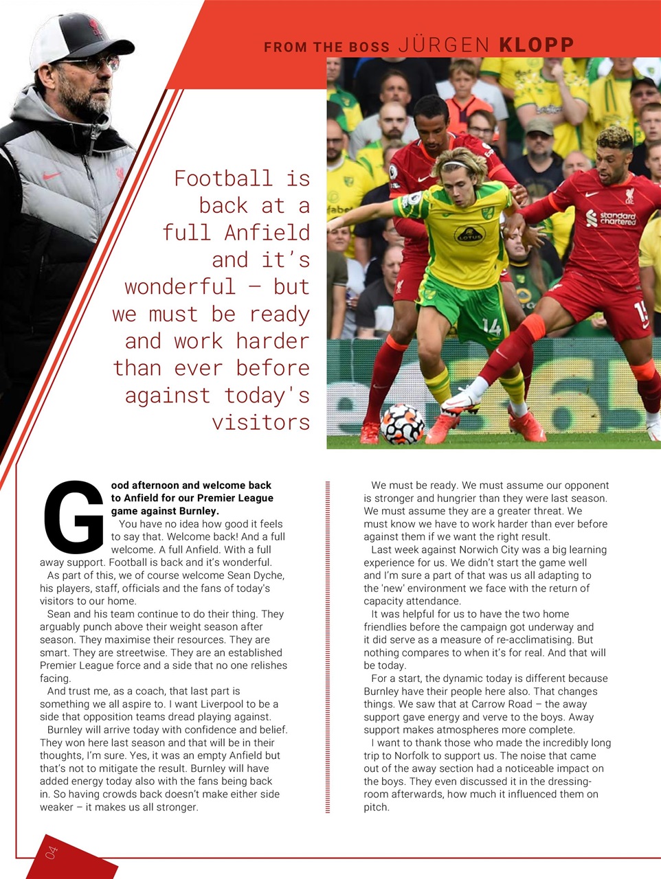 Liverpool FC Programmes Preview Pages