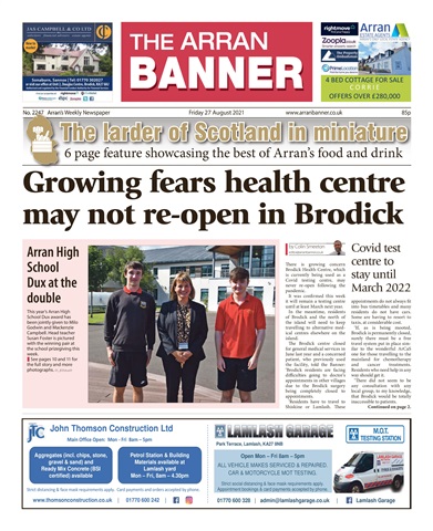 Arran Banner issue 27 Aug 2021