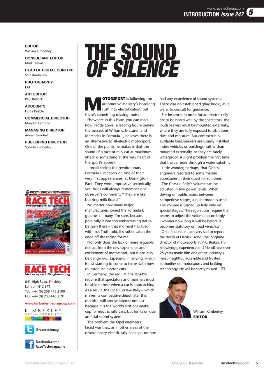 Race Tech Preview Pages