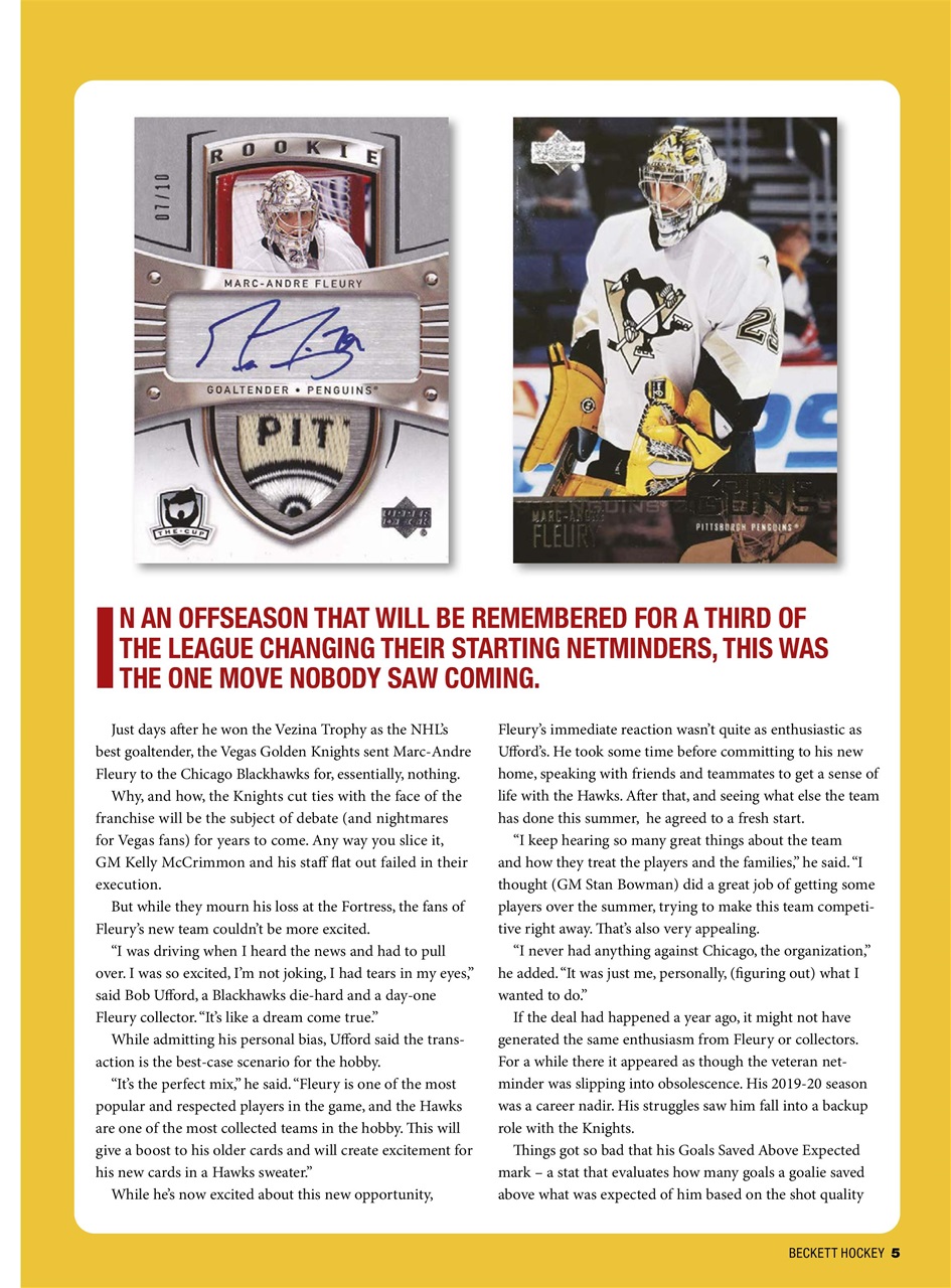 Beckett Hockey Magazine Preview Pages