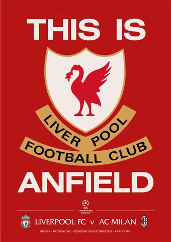 Liverpool FC Programmes issue vs AC Milan CL 21/22
