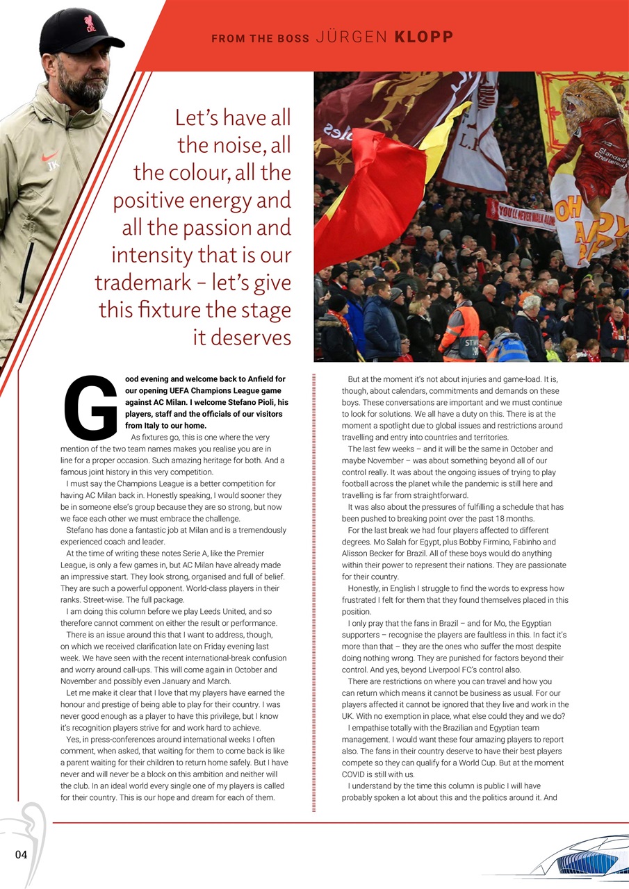 Liverpool FC Programmes Preview Pages