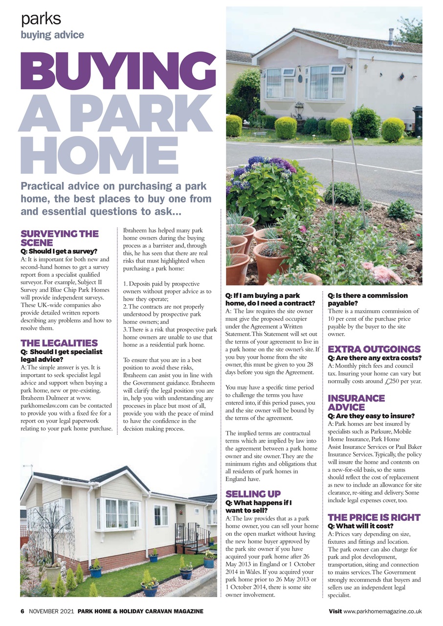 Park Home & Holiday Living Preview Pages