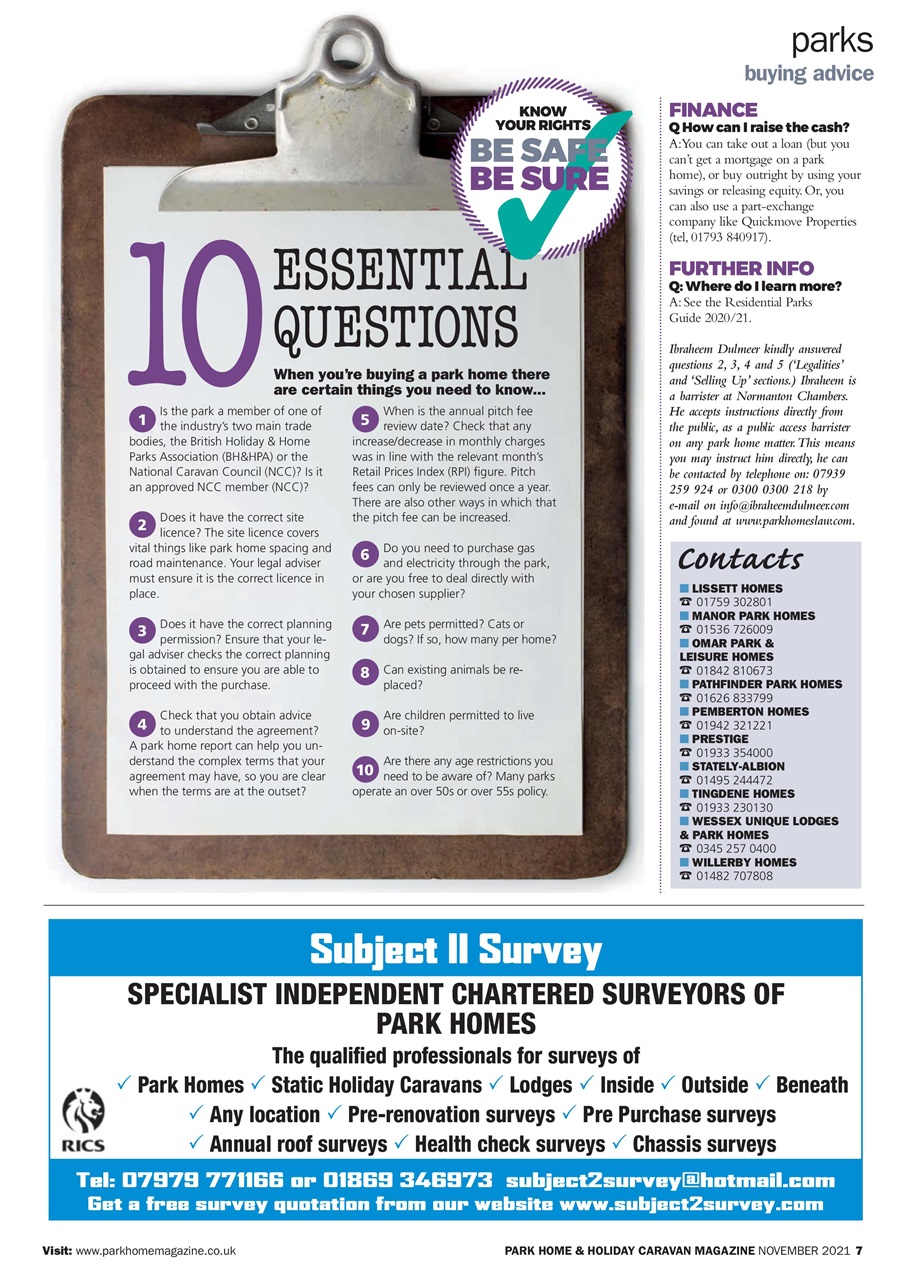 Park Home & Holiday Living Preview Pages