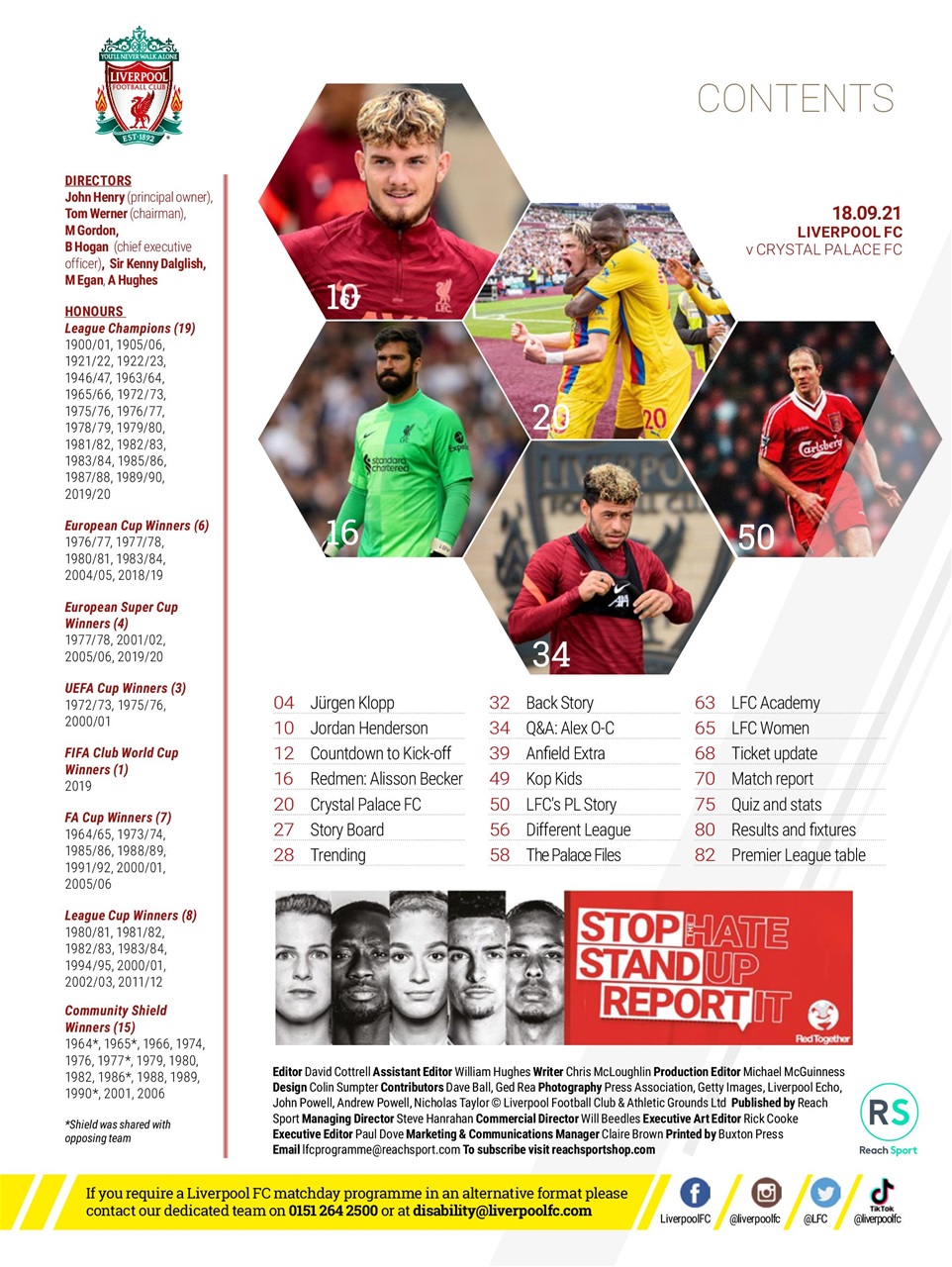 Liverpool FC Programmes Preview Pages