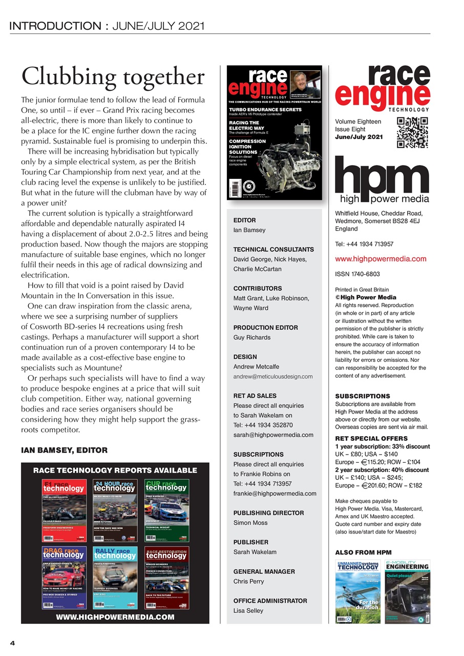 Race Engine Technology Preview Pages