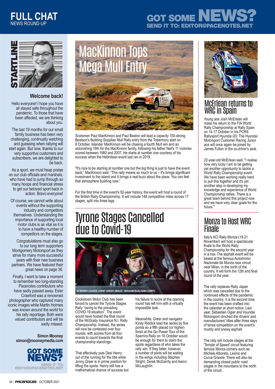 Pacenotes Rally magazine Preview Pages