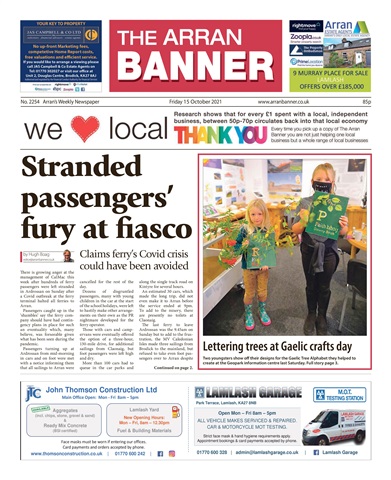 Arran Banner issue 15/10/2021
