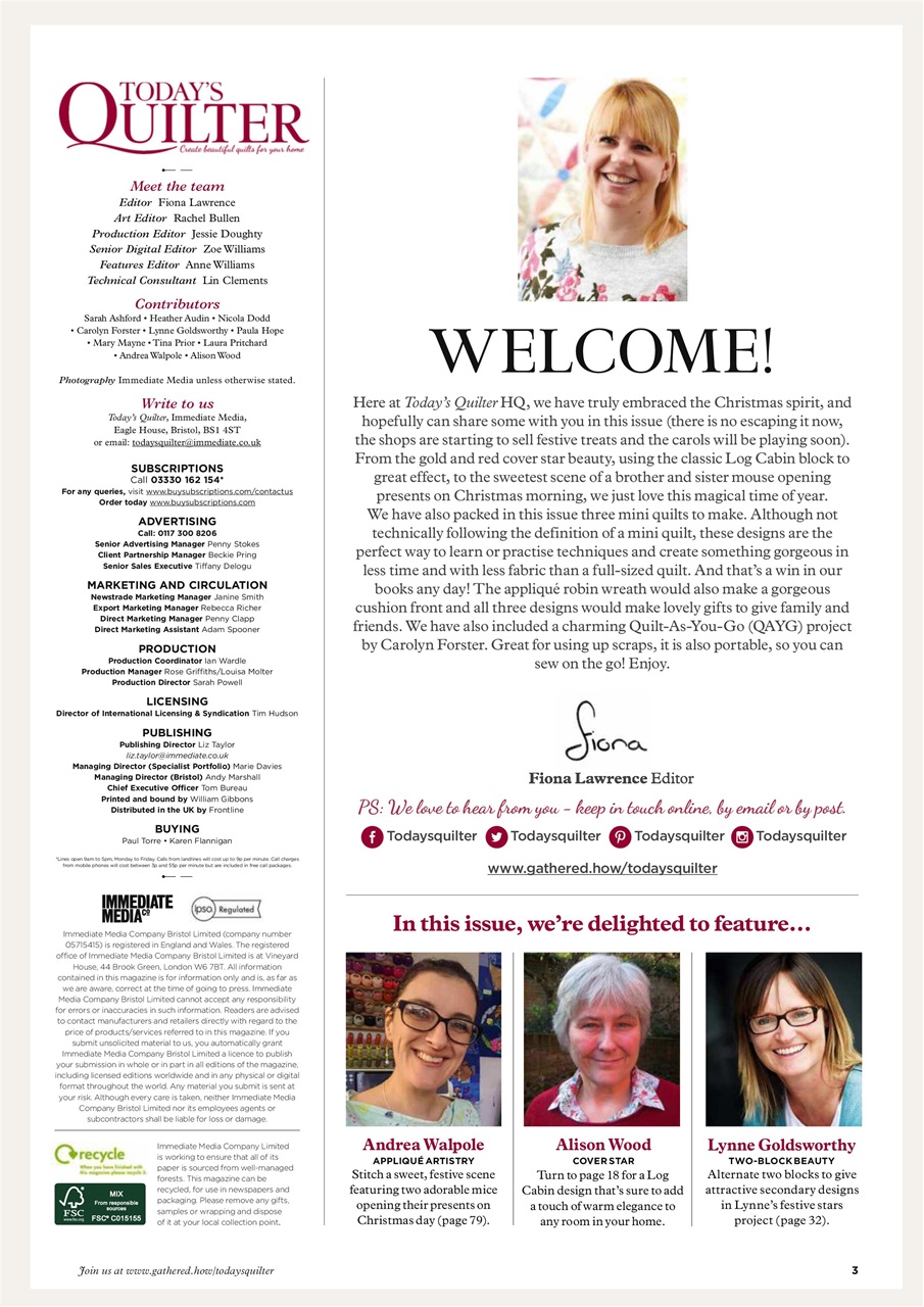 Today’s Quilter Preview Pages