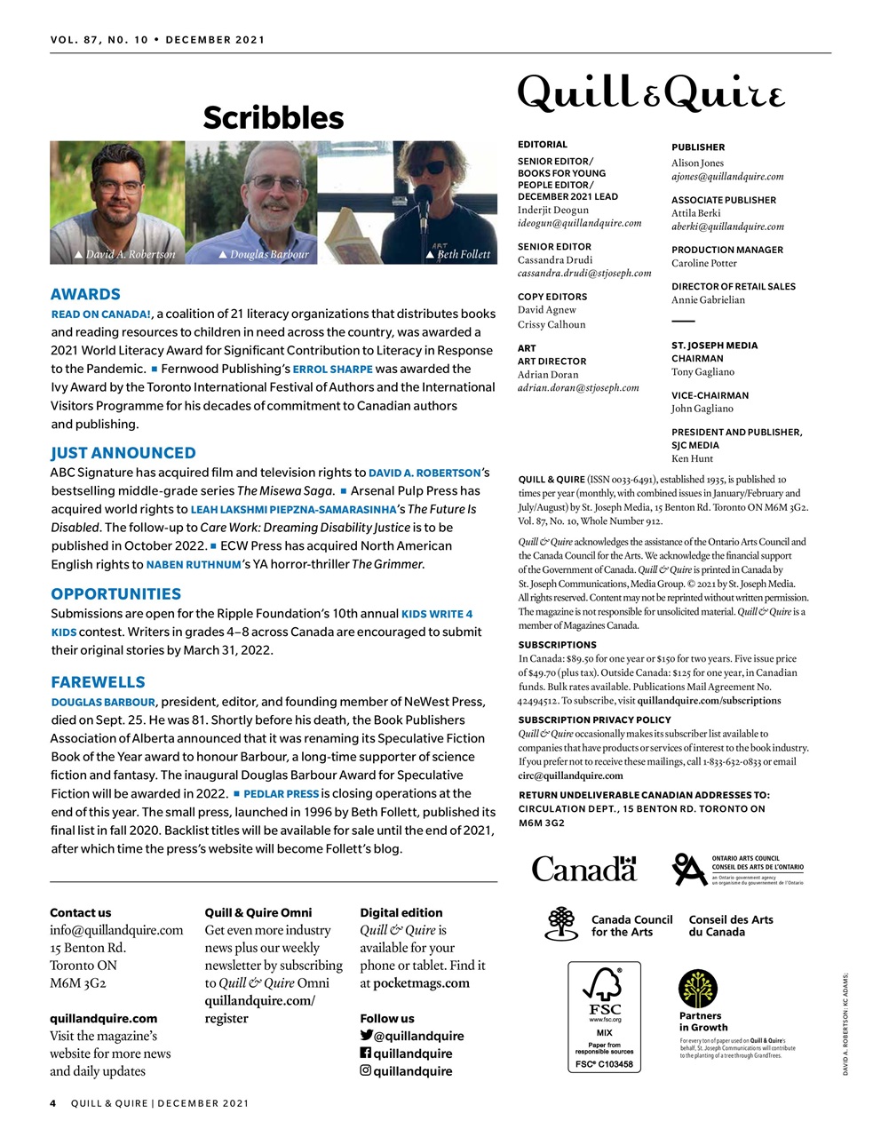 Quill & Quire Preview Pages