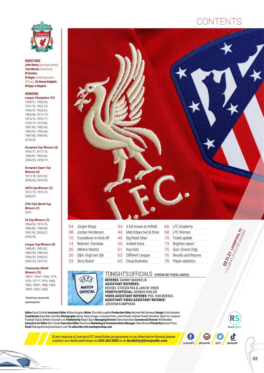 Liverpool FC Programmes Preview Pages