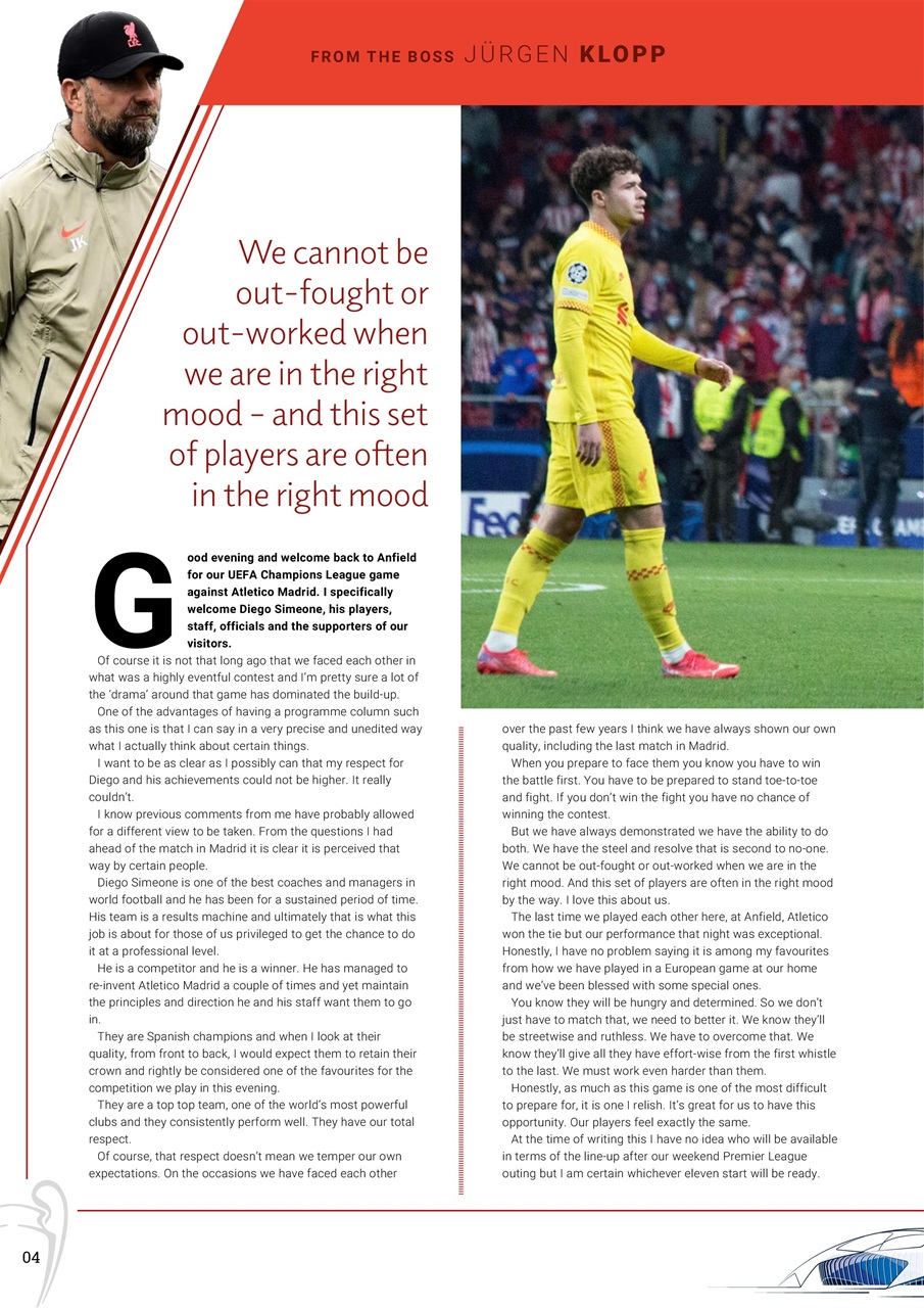 Liverpool FC Programmes Preview Pages