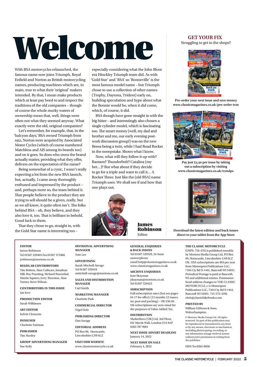 The Classic MotorCycle Preview Pages