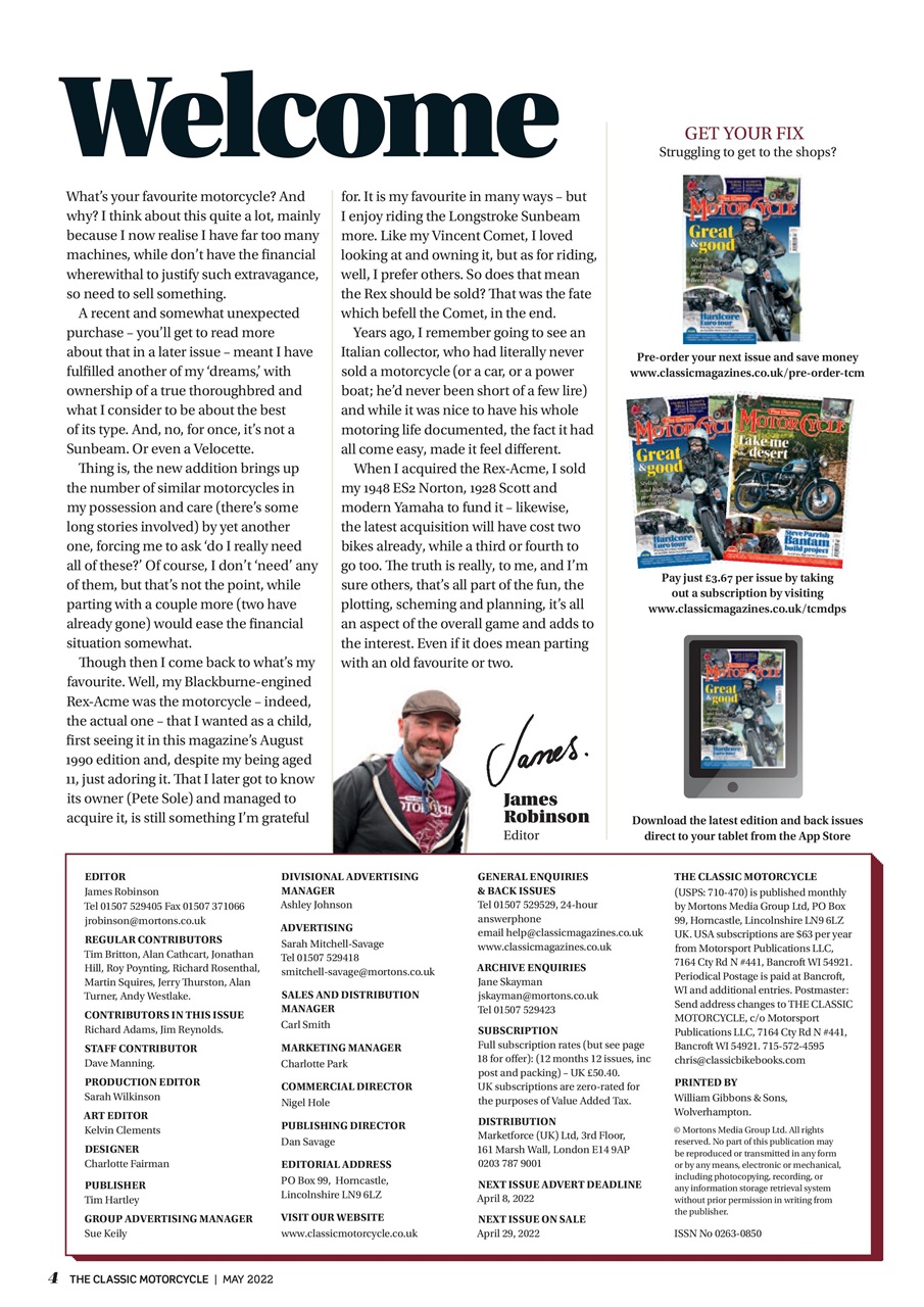 The Classic MotorCycle Preview Pages