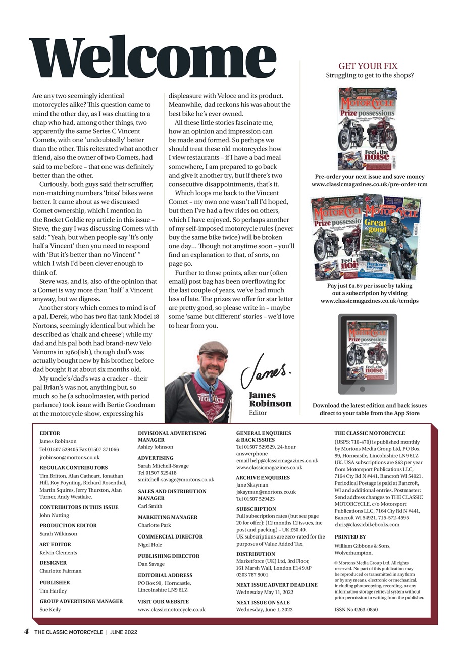 The Classic MotorCycle Preview Pages