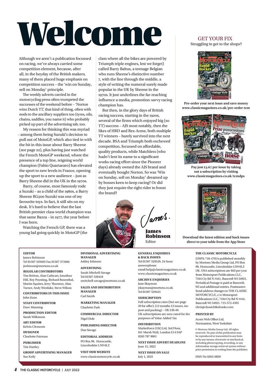 The Classic MotorCycle Preview Pages