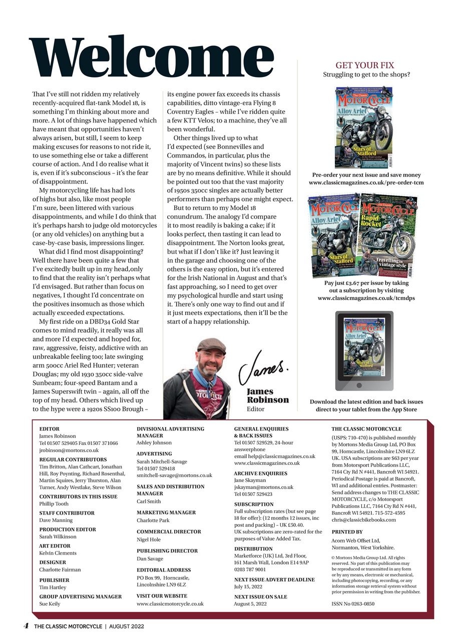 The Classic MotorCycle Preview Pages