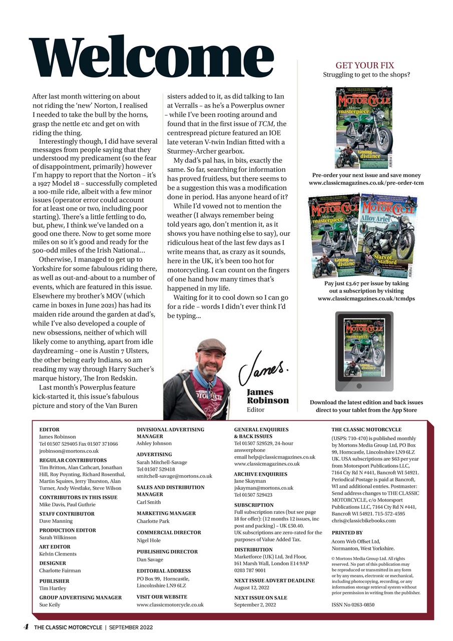 The Classic MotorCycle Preview Pages