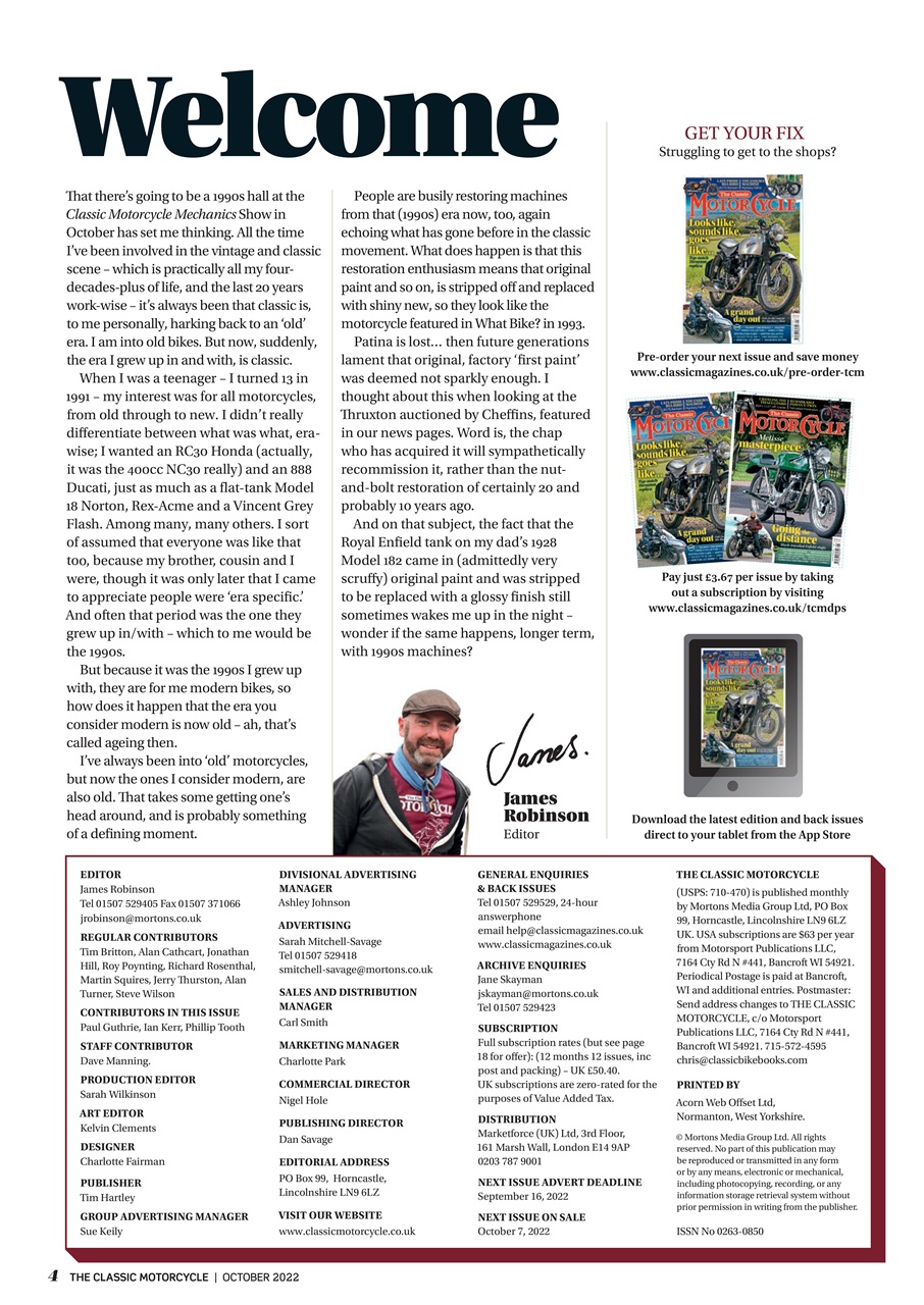 The Classic MotorCycle Preview Pages