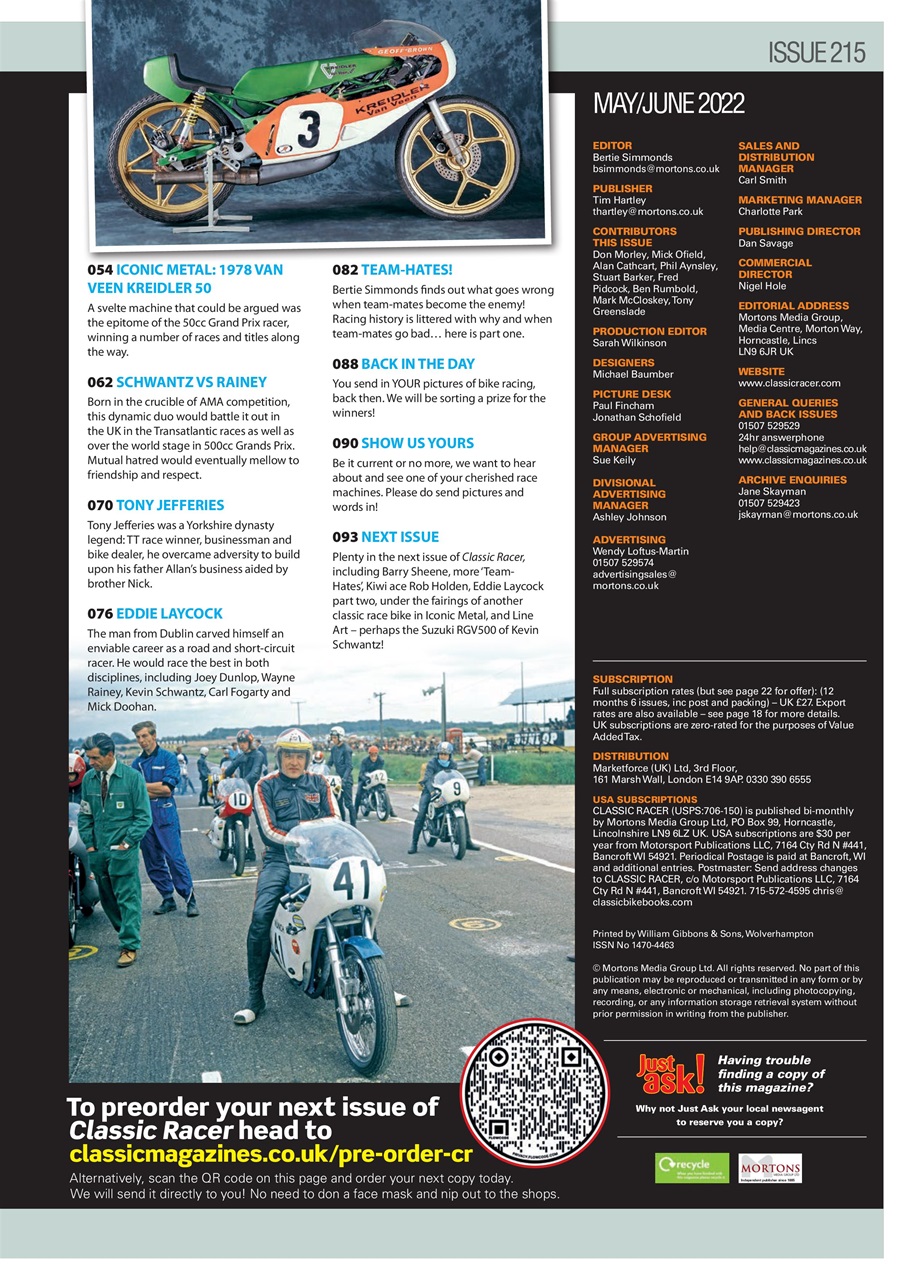 Classic Racer Preview Pages