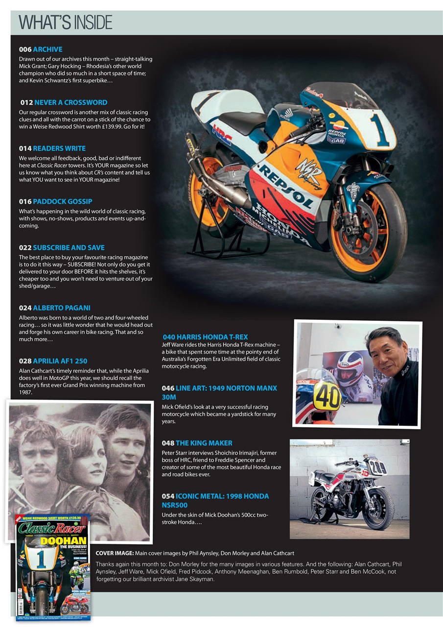 Classic Racer Preview Pages