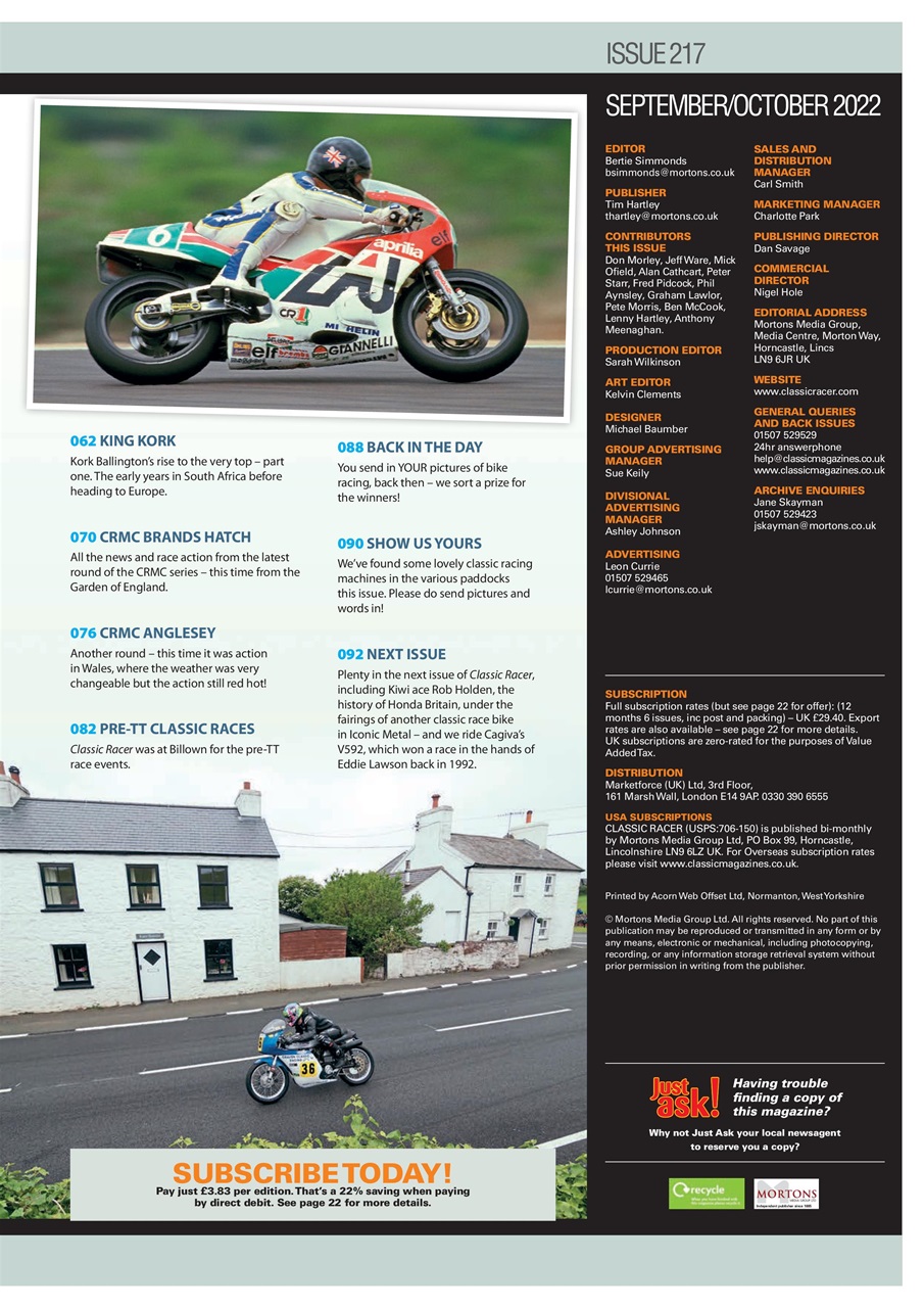 Classic Racer Preview Pages