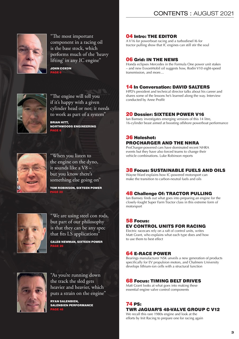 Race Engine Technology Preview Pages