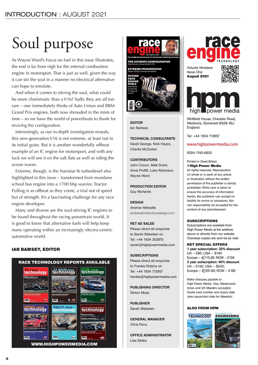 Race Engine Technology Preview Pages