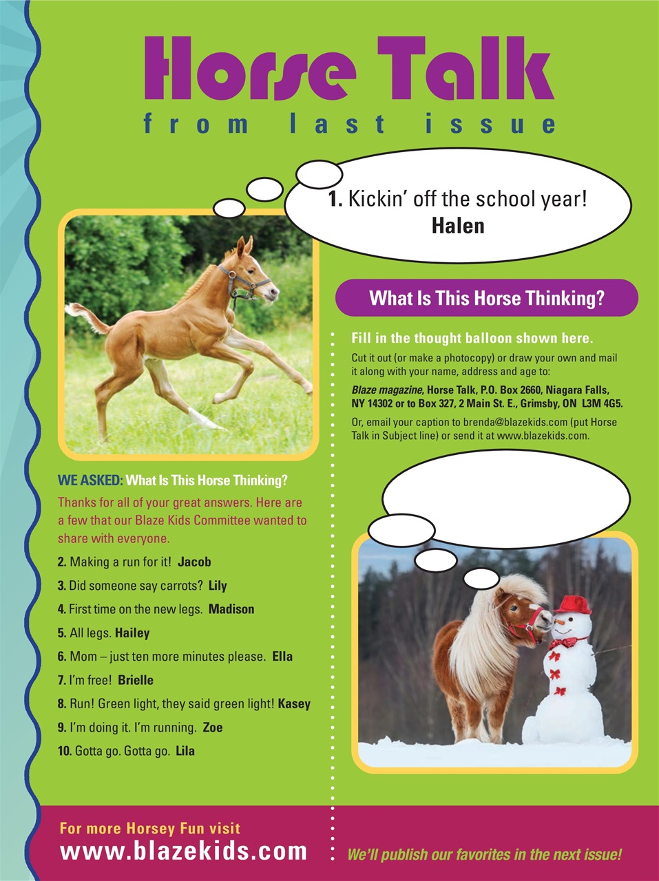 Blaze Magazine For Horse Crazy Kids Preview Pages