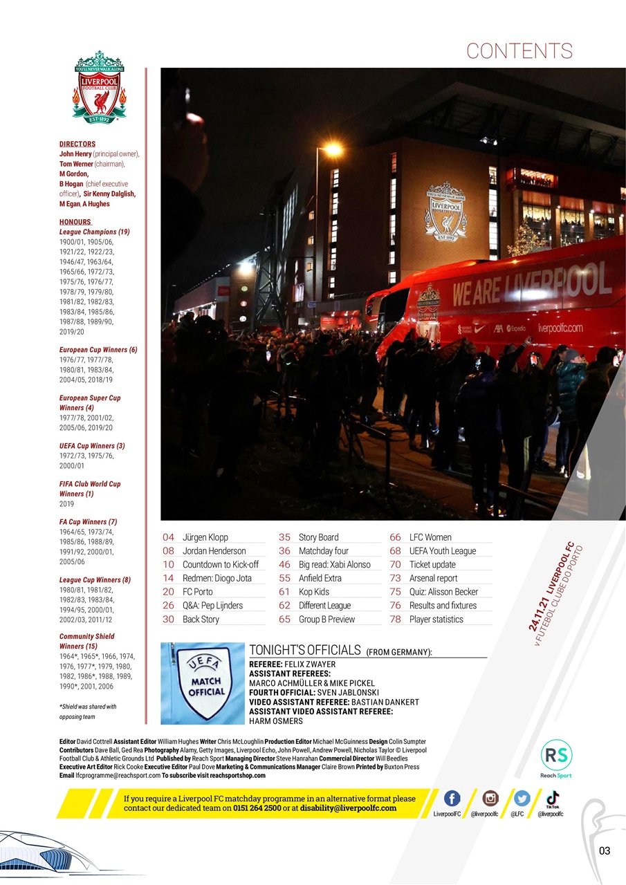 Liverpool FC Programmes Preview Pages