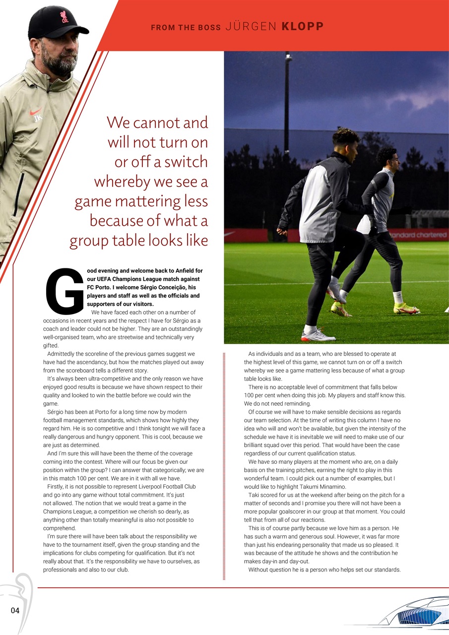 Liverpool FC Programmes Preview Pages