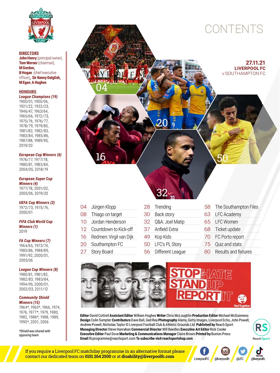 Liverpool FC Programmes Preview Pages