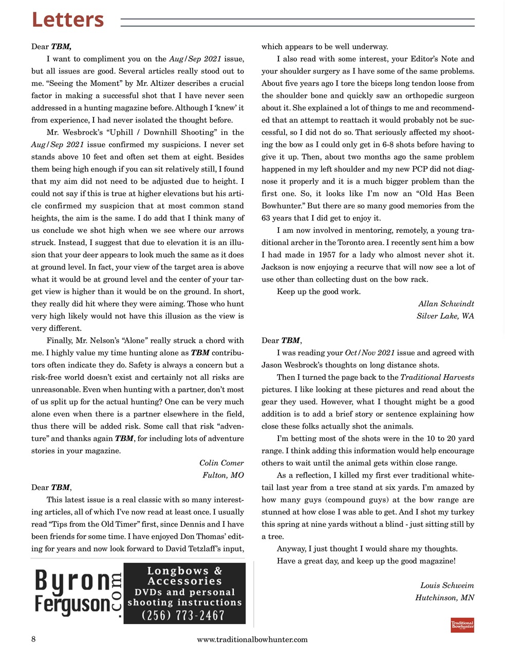 Traditional Bowhunter Magazine Preview Pages