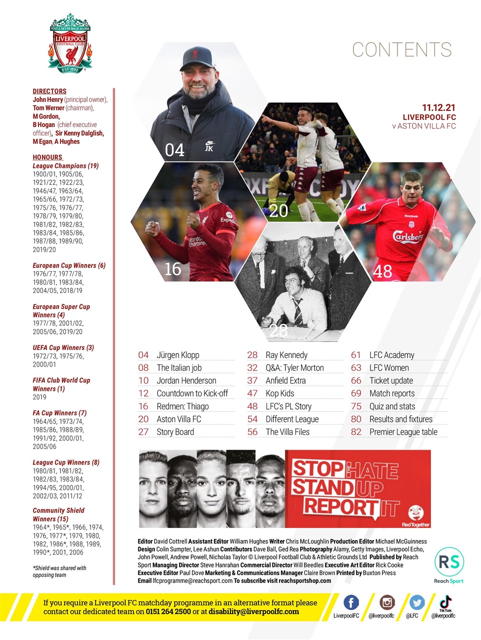 Liverpool FC Programmes Preview Pages