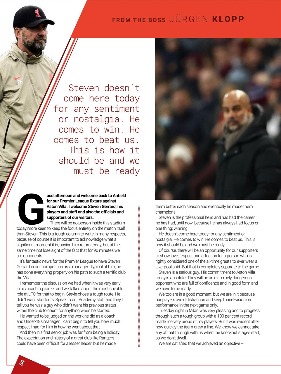 Liverpool FC Programmes Preview Pages
