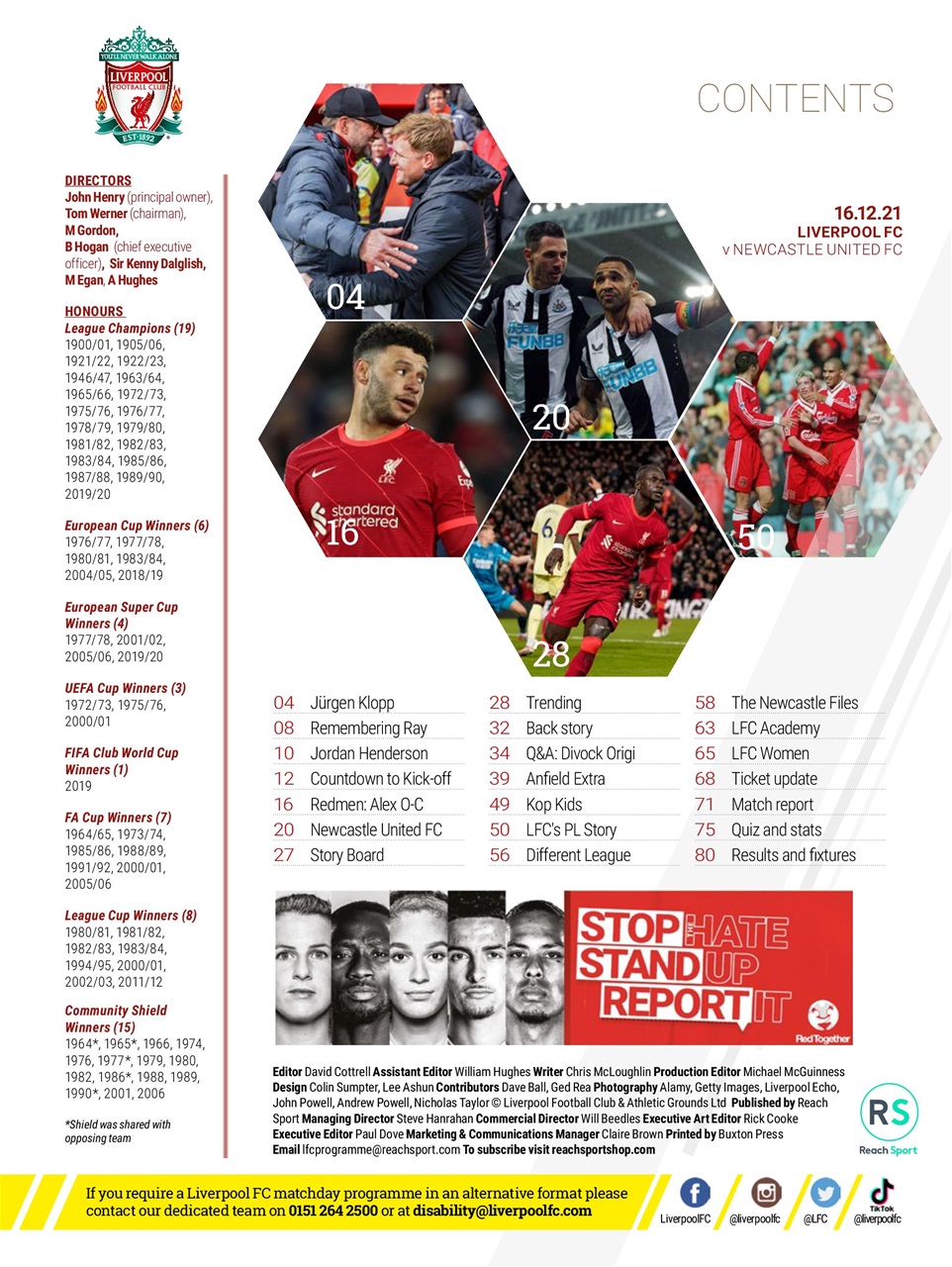 Liverpool FC Programmes Preview Pages