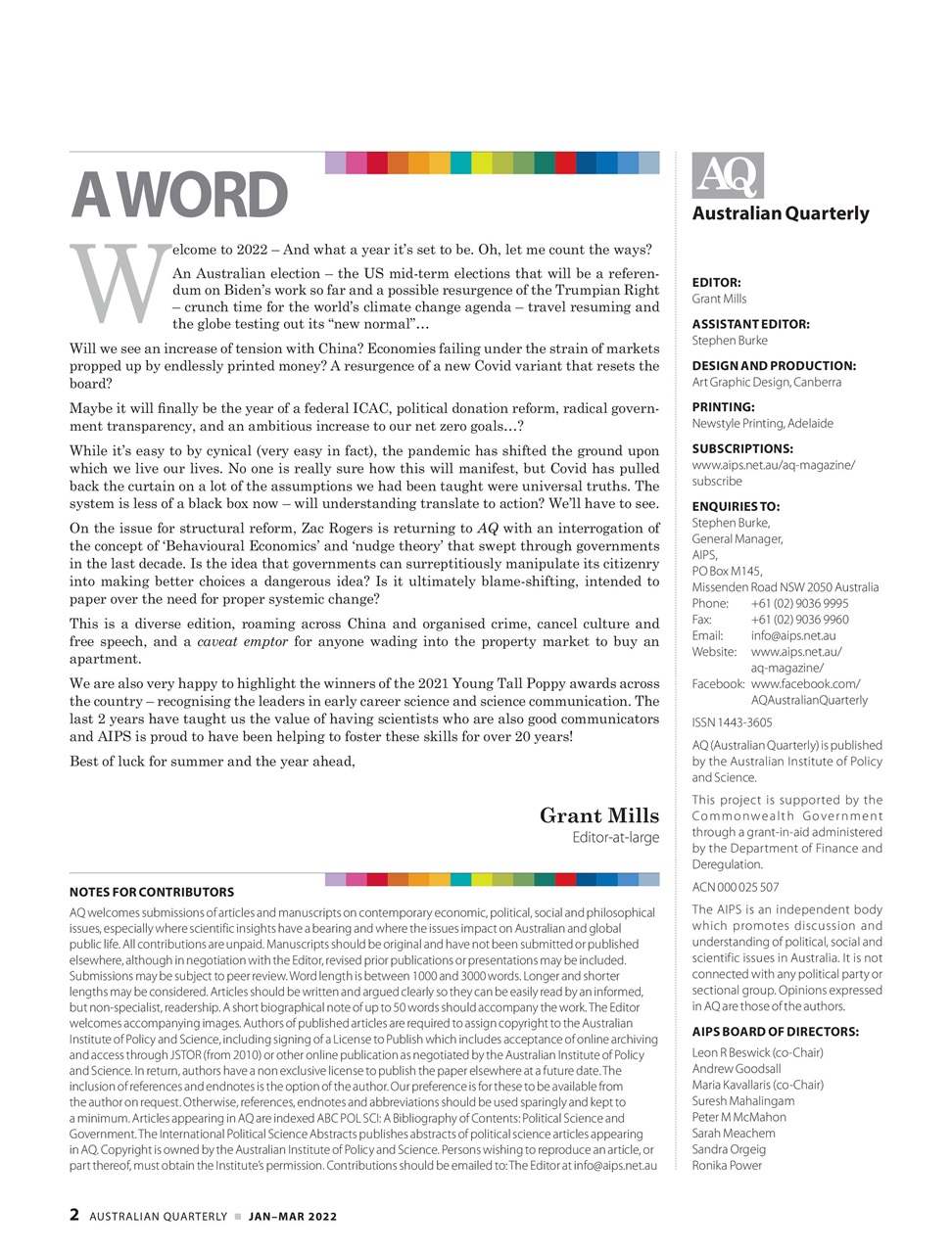 AQ: Australian Quarterly Preview Pages