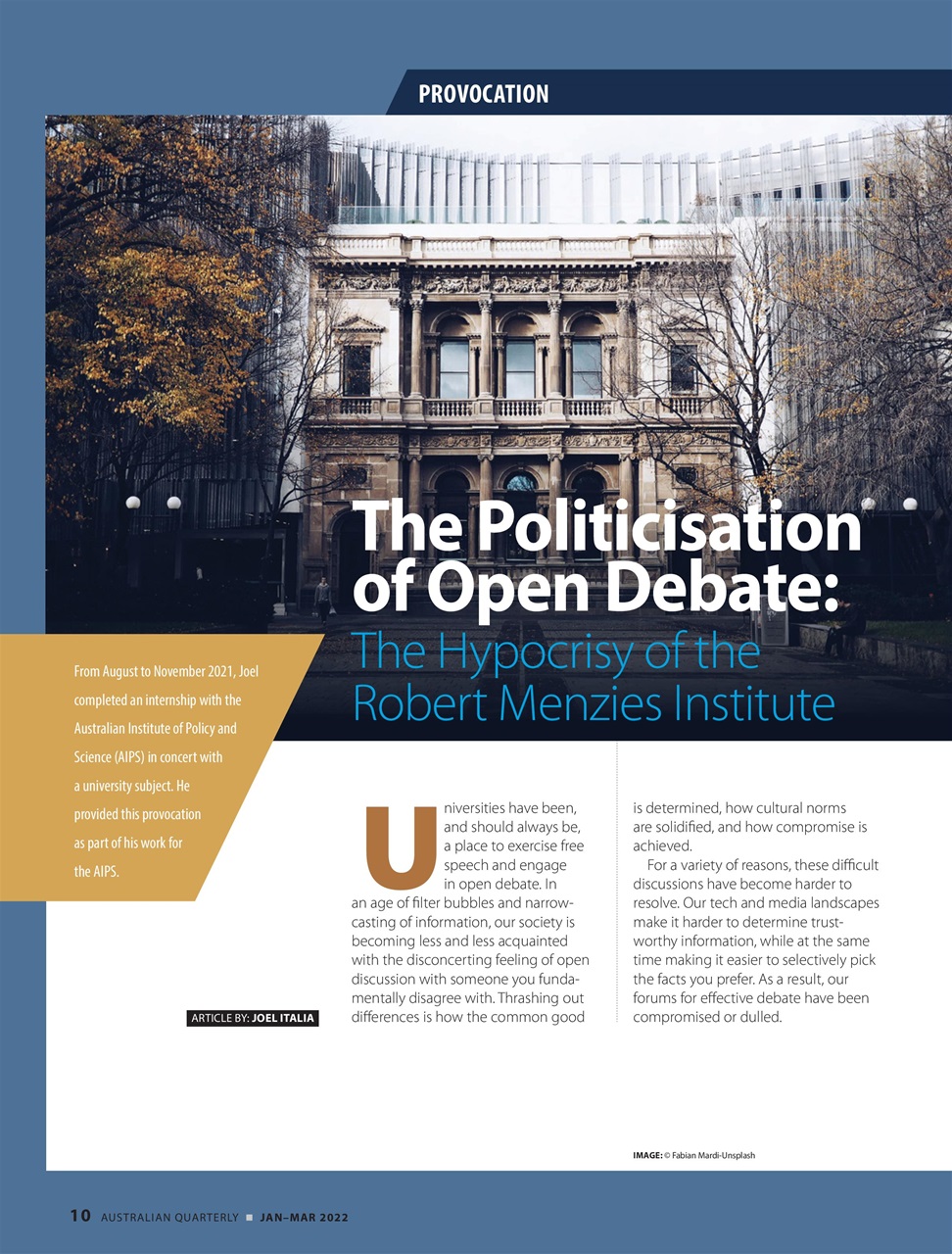 AQ: Australian Quarterly Preview Pages