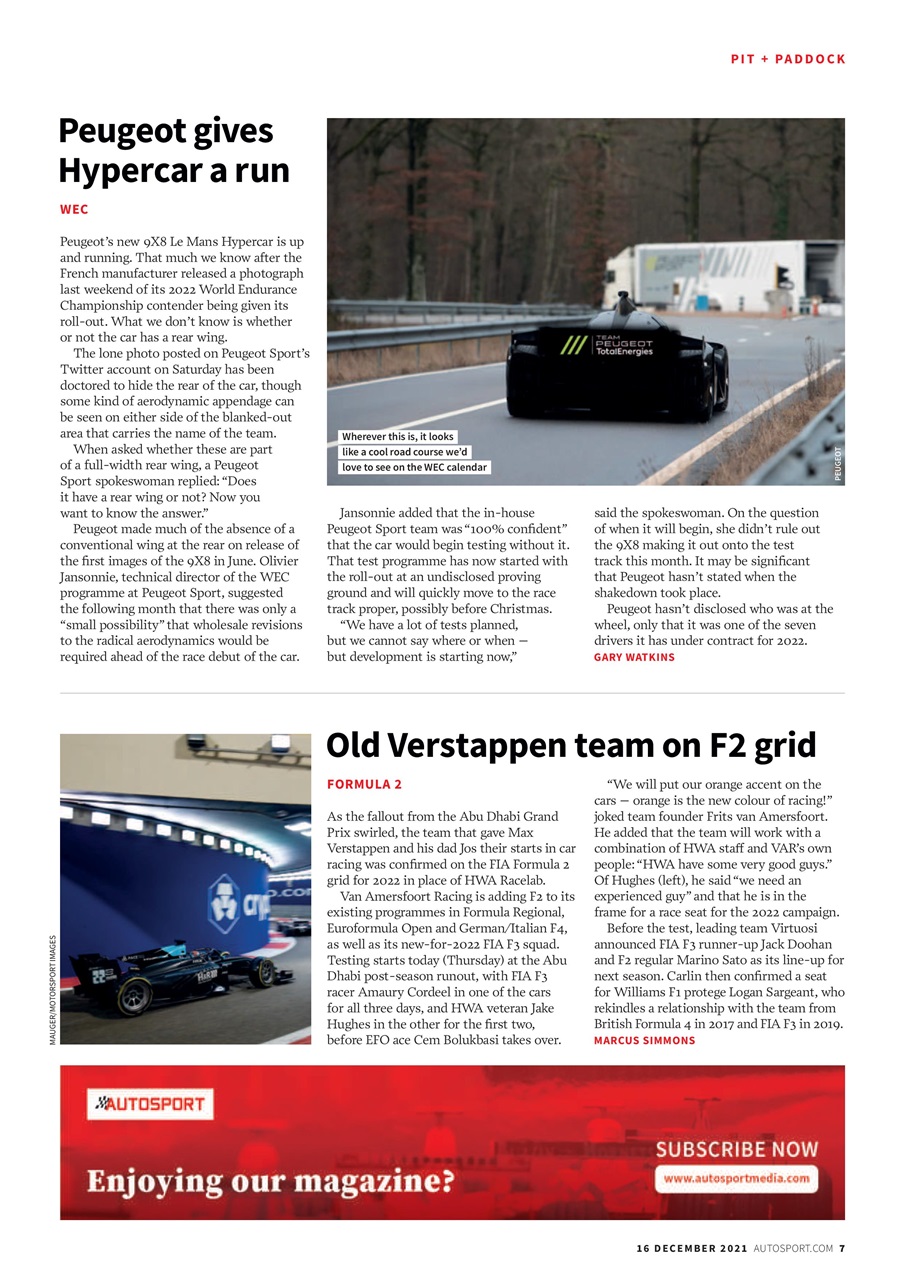 Autosport Preview Pages