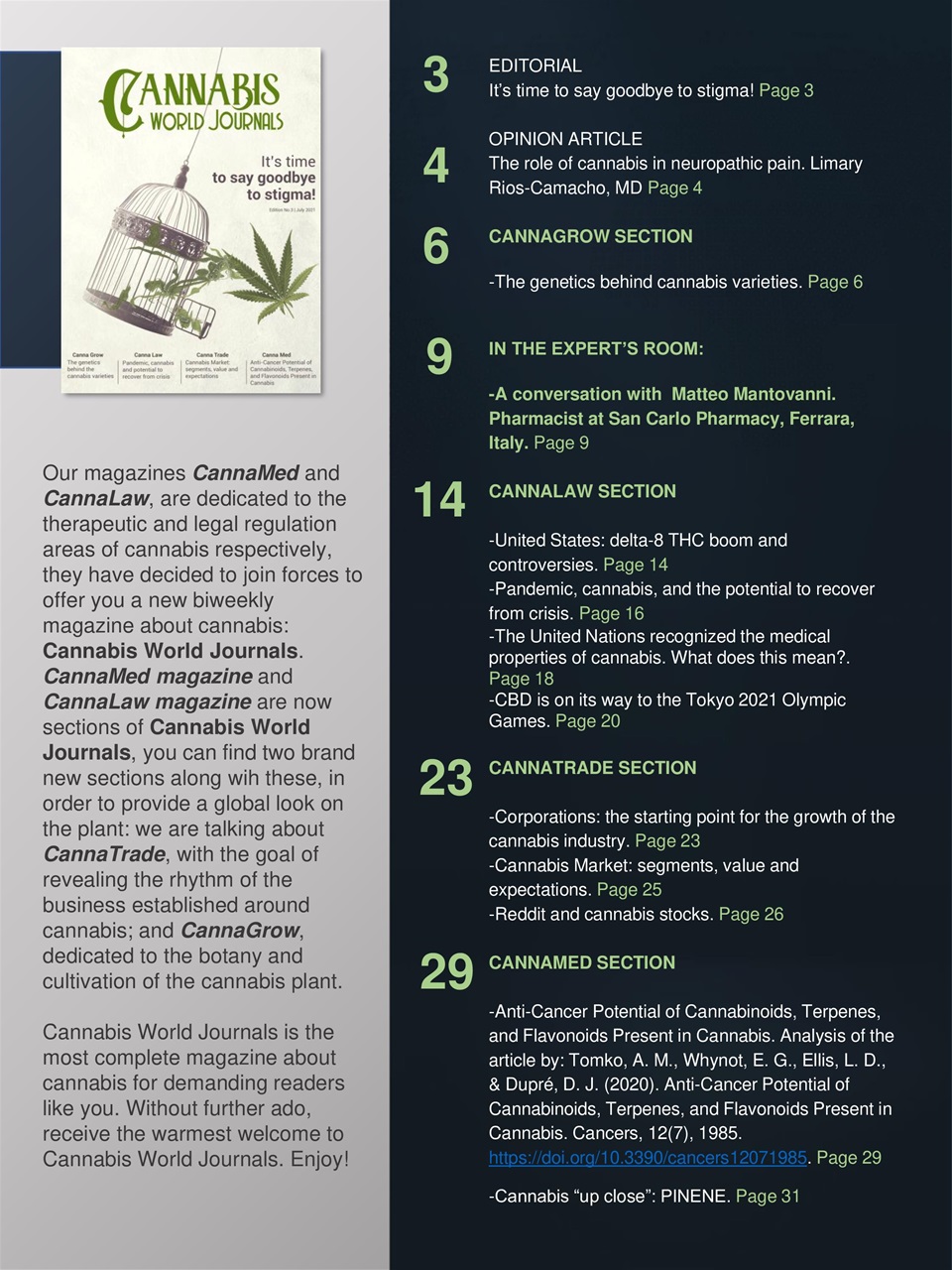 Cannabis World Journals Preview Pages
