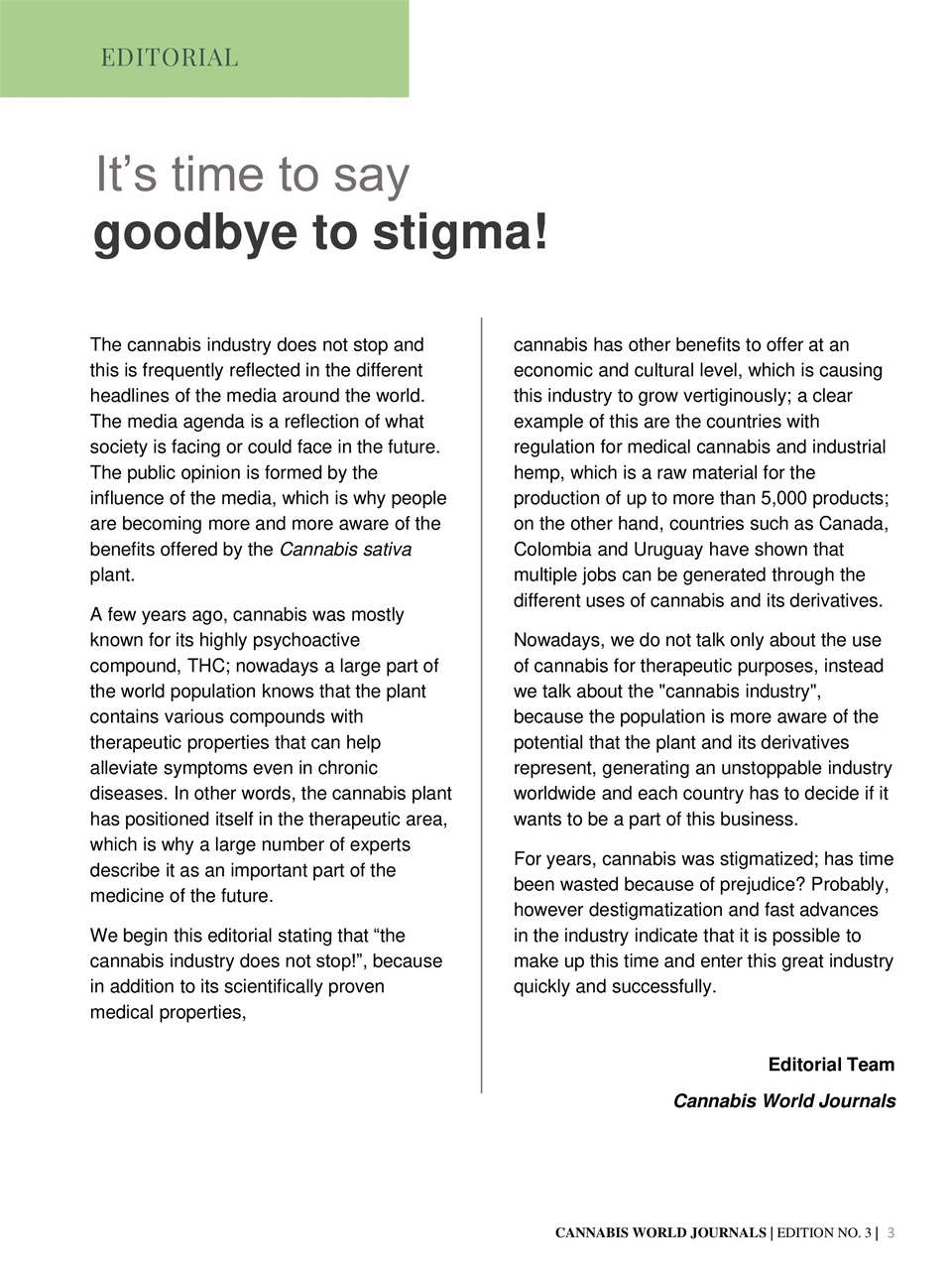 Cannabis World Journals Preview Pages