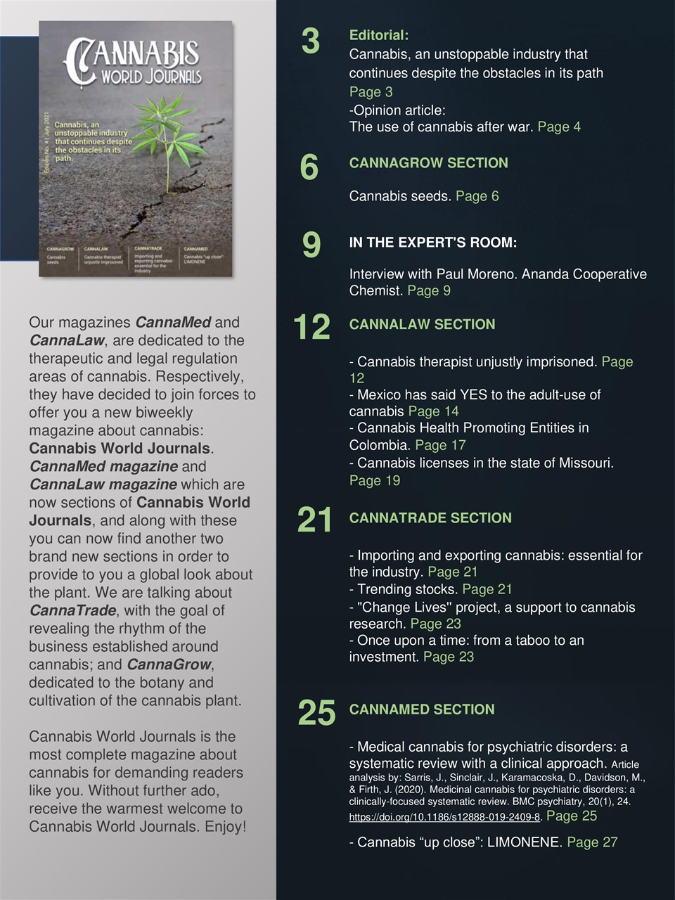 Cannabis World Journals Preview Pages